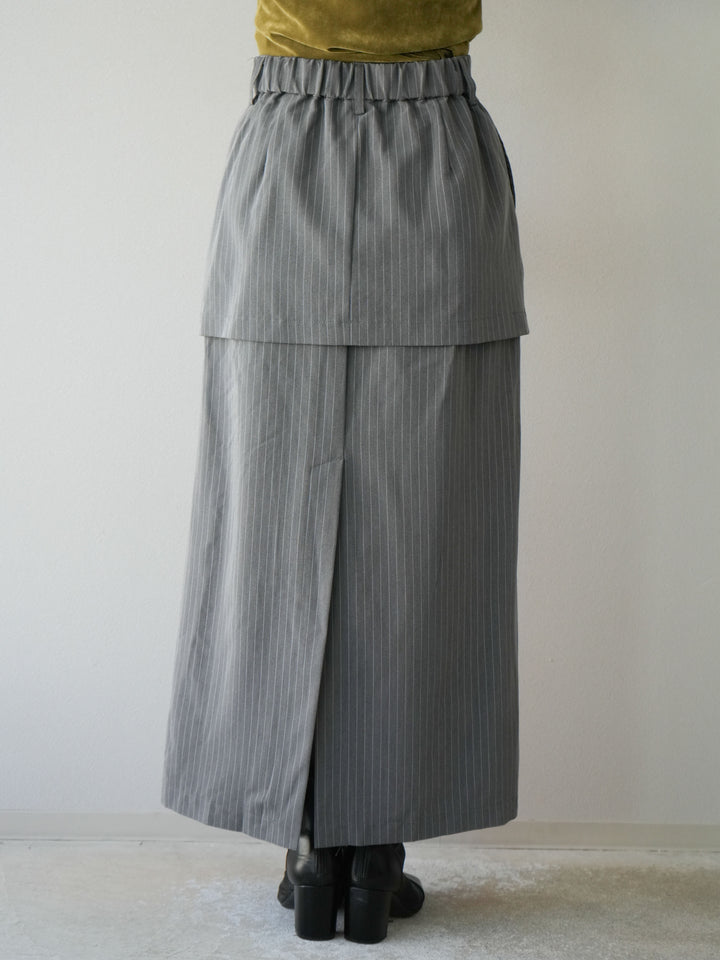 [予約]ストライプ切替チュールスカート/グレー