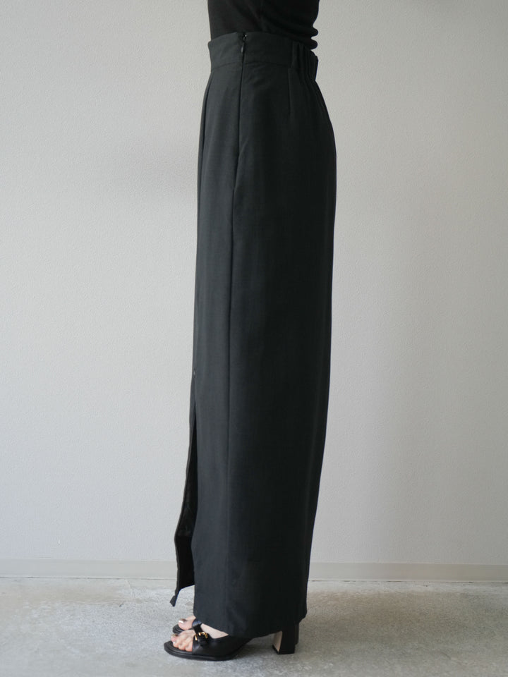 [予約]リネンライクZIPスリットタイトスカート/ブラック