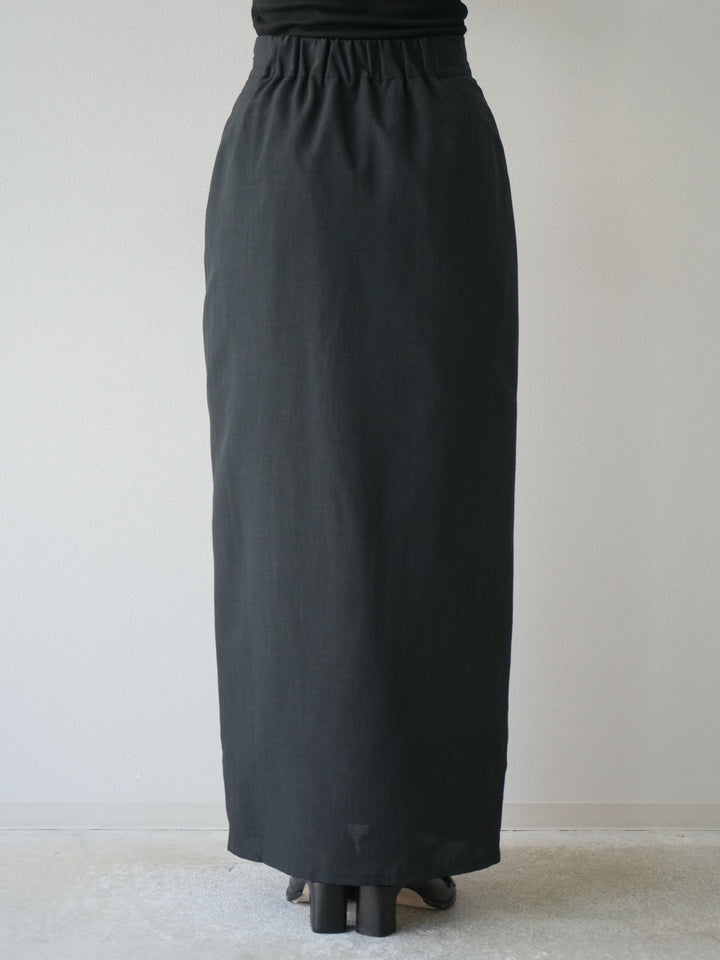 [予約]リネンライクZIPスリットタイトスカート/ブラック