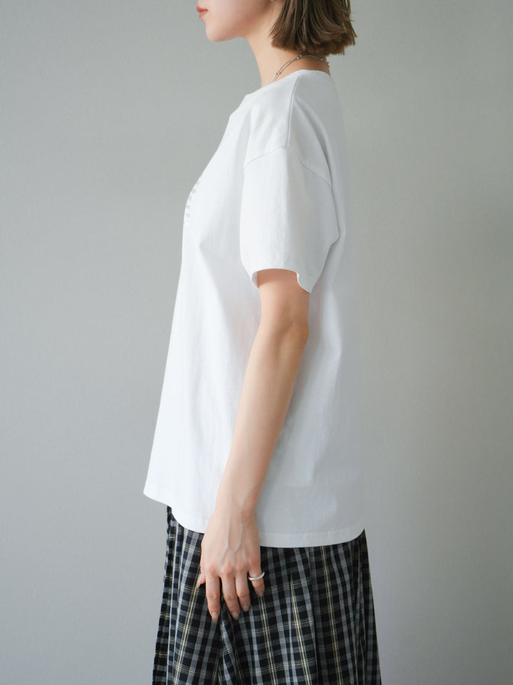 [予約]メッセージ箔プリントTシャツ/オフ