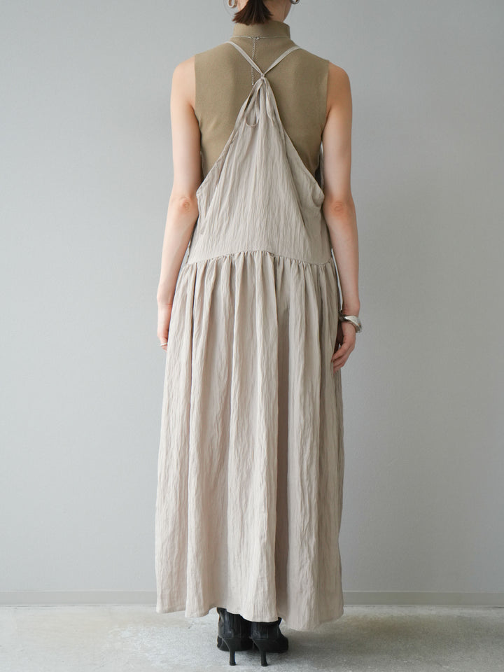 [予約]シボ加工シャイニーキャミワンピース/ベージュ