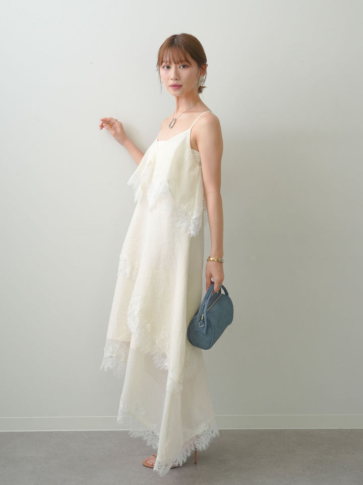 [予約]アシンメトリーレースヘムドレス/ivory
