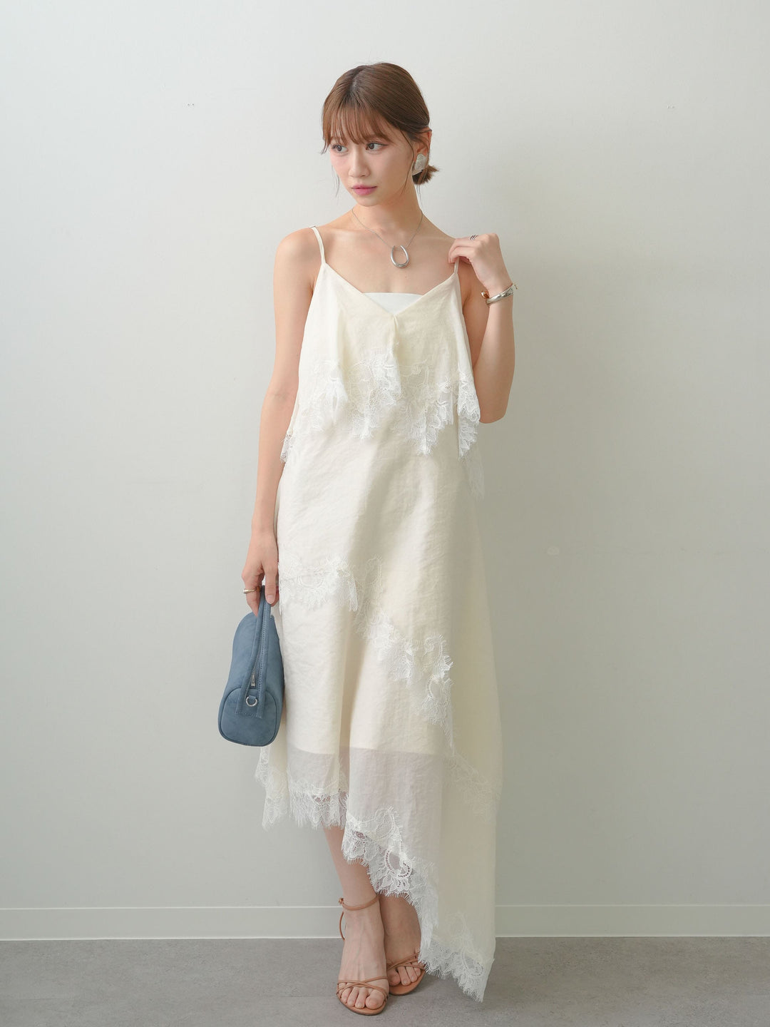 [予約]アシンメトリーレースヘムドレス/ivory