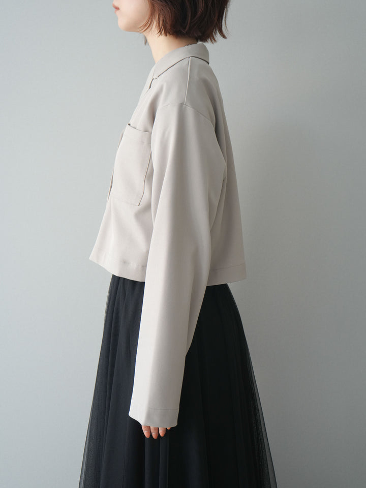 【預購】後拉鍊短款外套 / 灰褐色