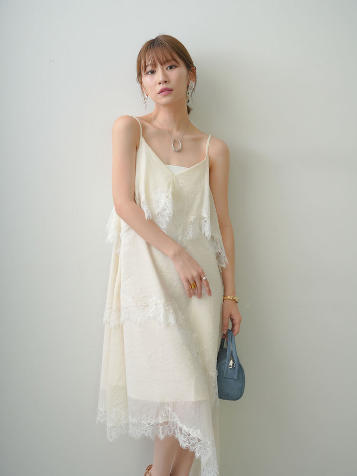 [予約]アシンメトリーレースヘムドレス/ivory