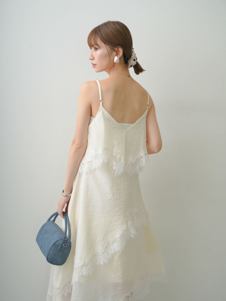 [予約]アシンメトリーレースヘムドレス/ivory