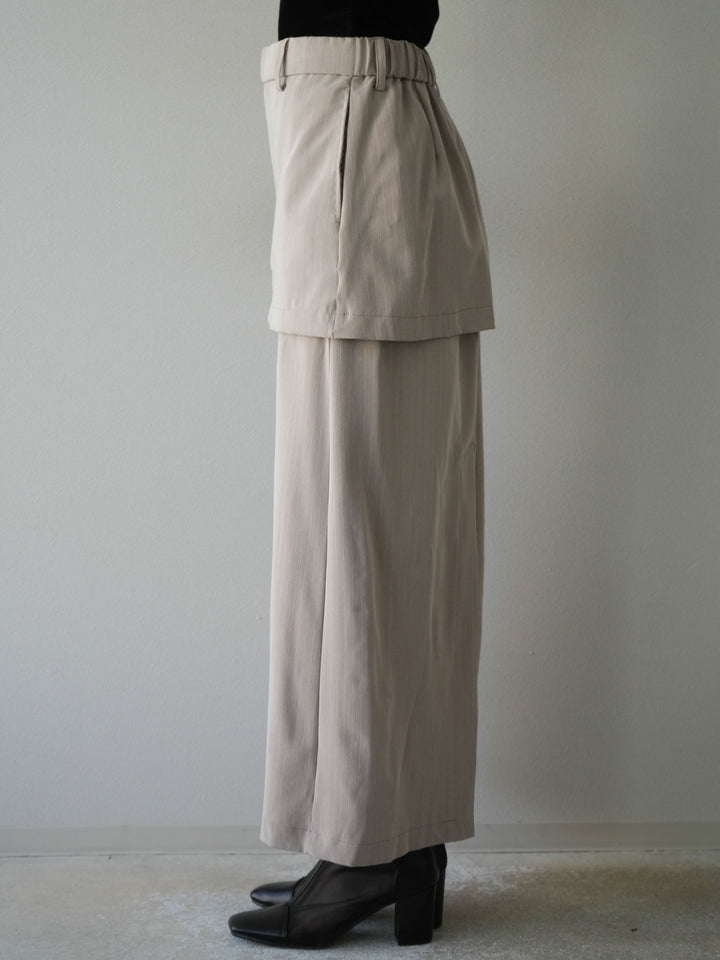 [予約]ストライプ切替チュールスカート/ベージュ