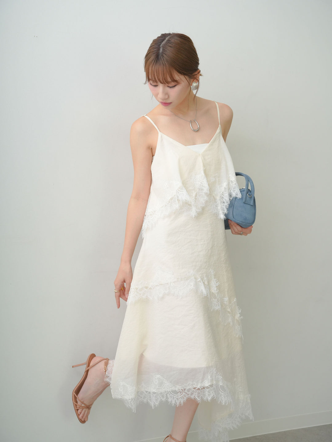 [予約]アシンメトリーレースヘムドレス/ivory