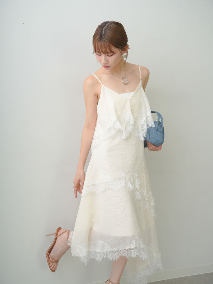 [予約]アシンメトリーレースヘムドレス/ivory