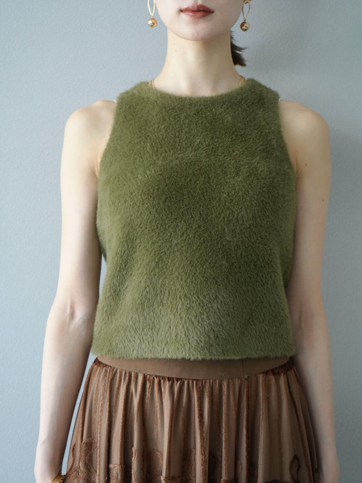 [予約]シャギーニットタンクトップ/カーキ