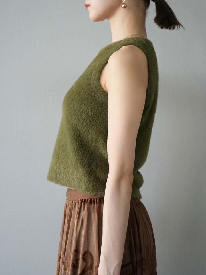 [予約]シャギーニットタンクトップ/カーキ