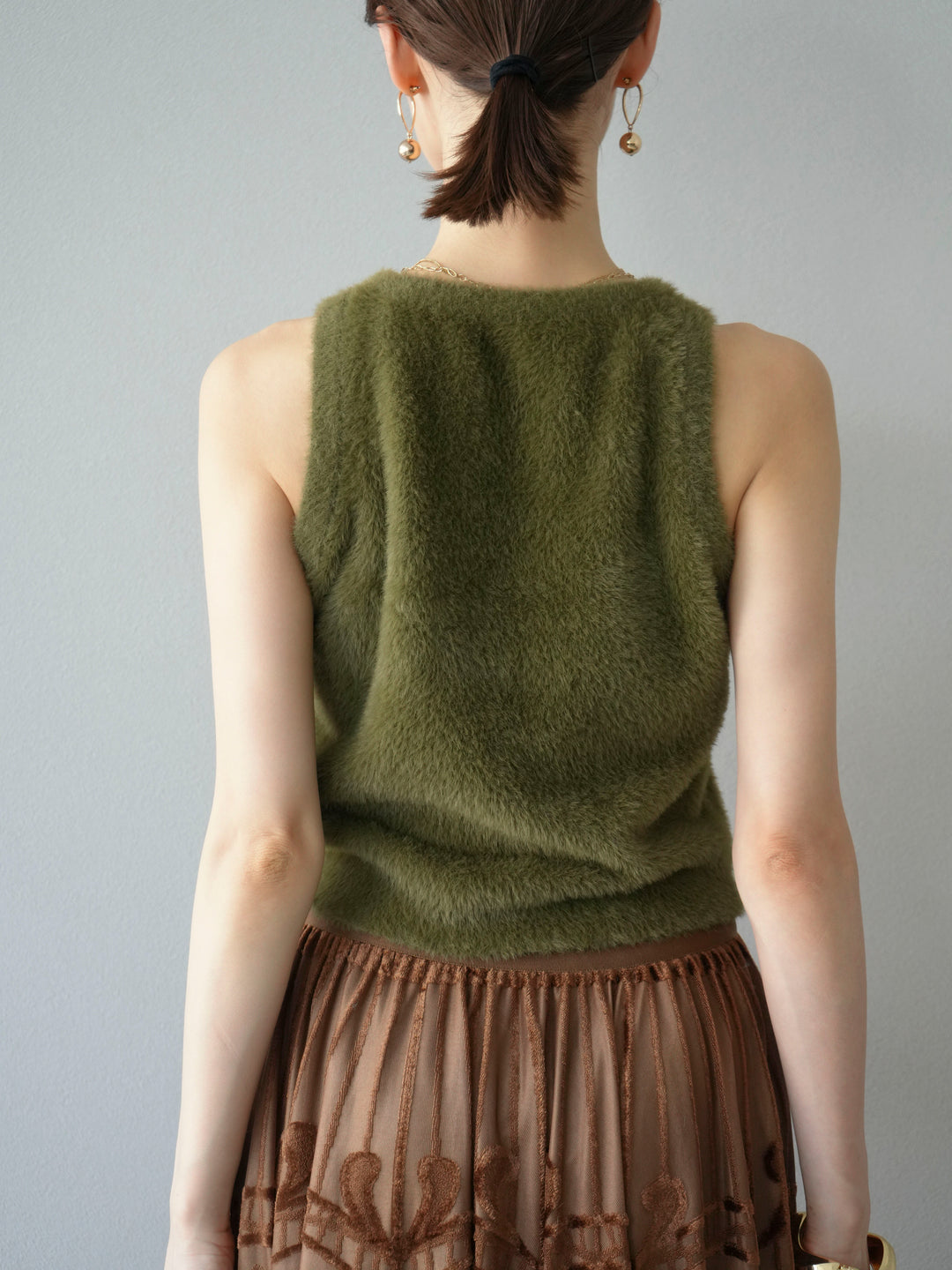 [予約]シャギーニットタンクトップ/カーキ