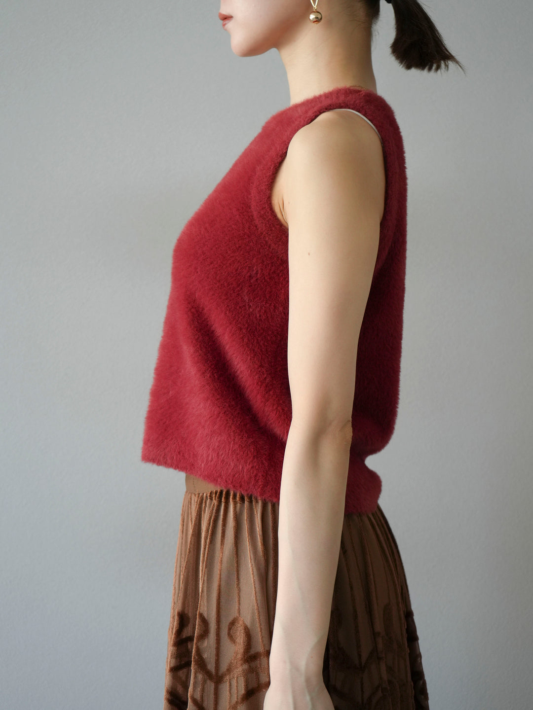 [予約]シャギーニットタンクトップ/レッド