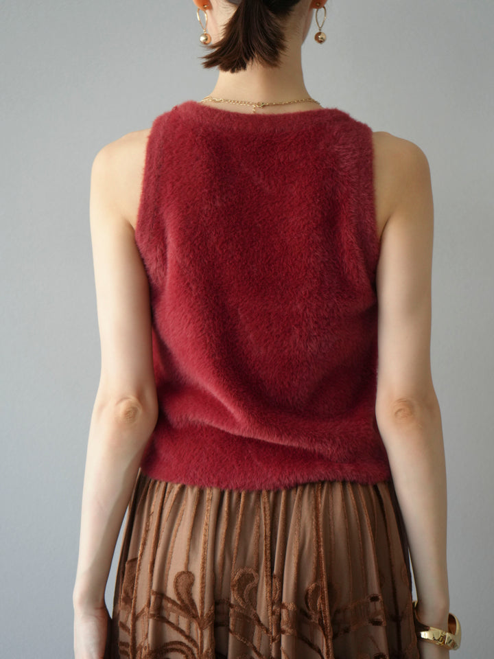 [予約]シャギーニットタンクトップ/レッド