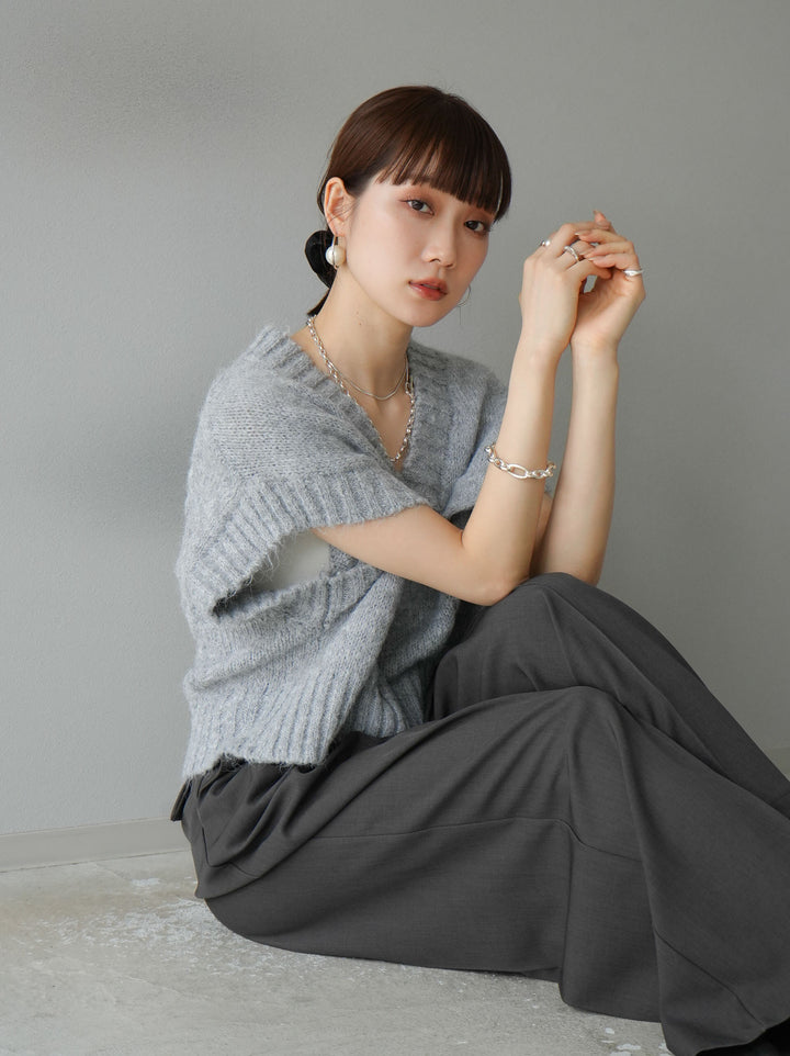 [予約]ポケットデザインニットベスト/グレー