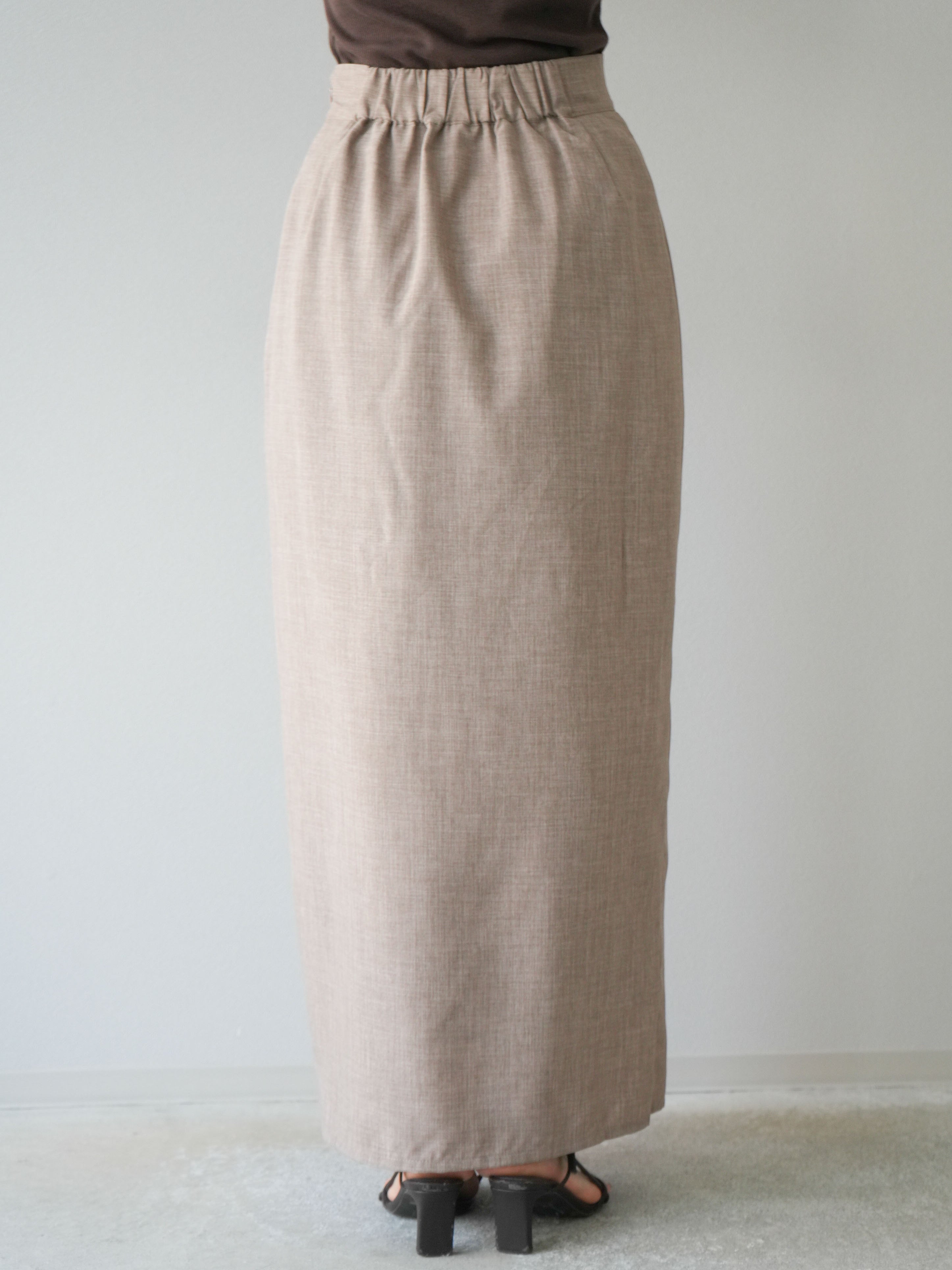 予約]リネンライクZIPスリットタイトスカート/グレージュ – Lumier