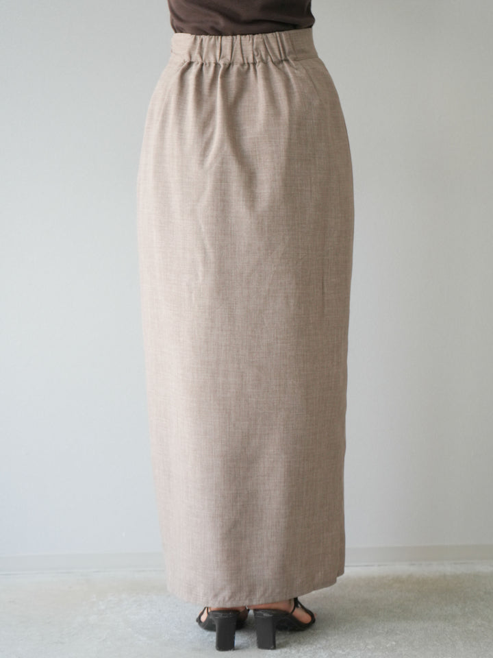 [予約]リネンライクZIPスリットタイトスカート/グレージュ