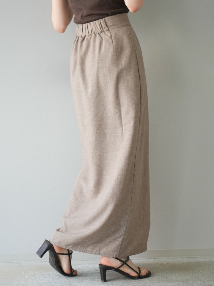 [予約]リネンライクZIPスリットタイトスカート/グレージュ
