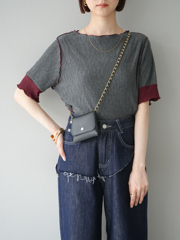 [套裝] 百褶配色船領套頭衫 + 可選配件套裝（2 套）