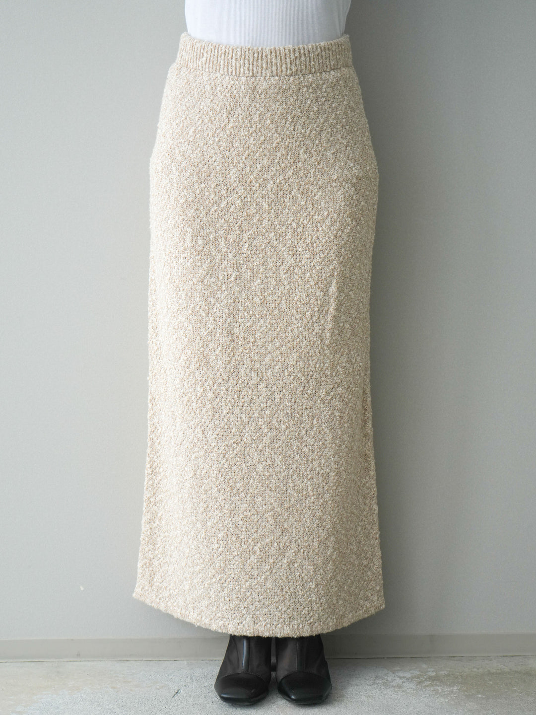 [予約]ミックススラブニットタイトスカート/beige
