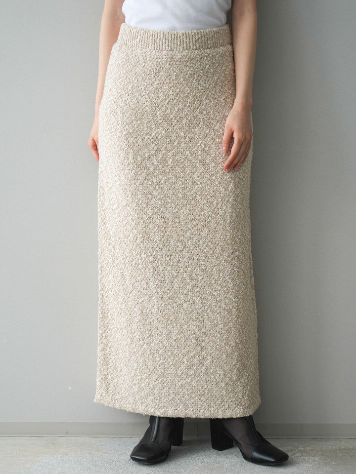 [予約]ミックススラブニットタイトスカート/beige