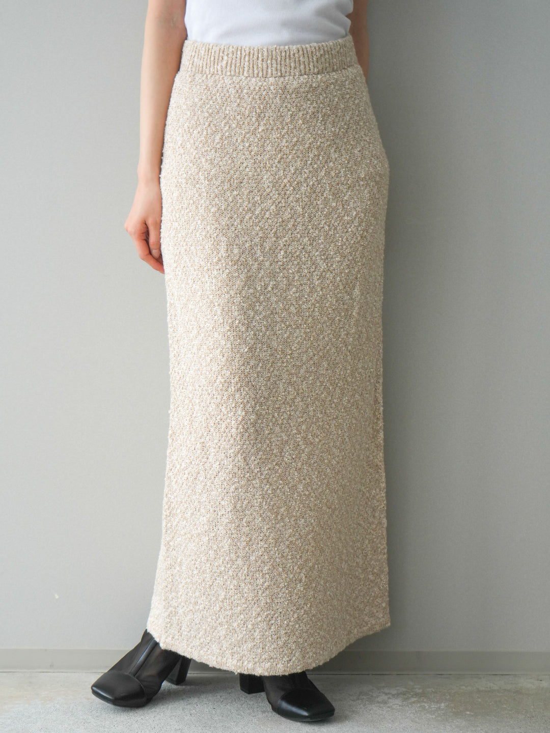 [予約]ミックススラブニットタイトスカート/beige