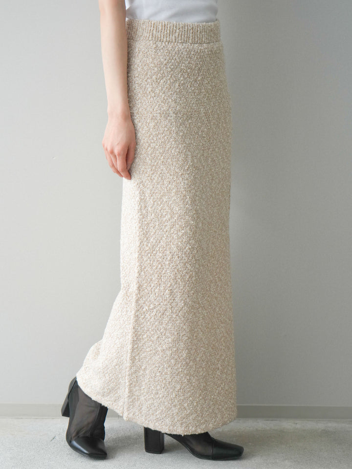 [予約]ミックススラブニットタイトスカート/beige