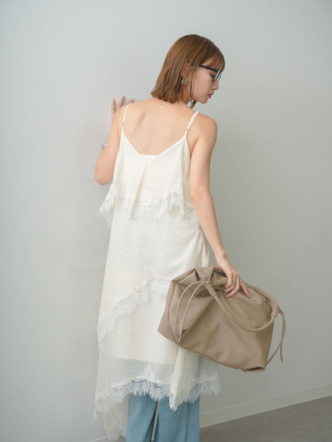 [予約]アシンメトリーレースヘムドレス/ivory