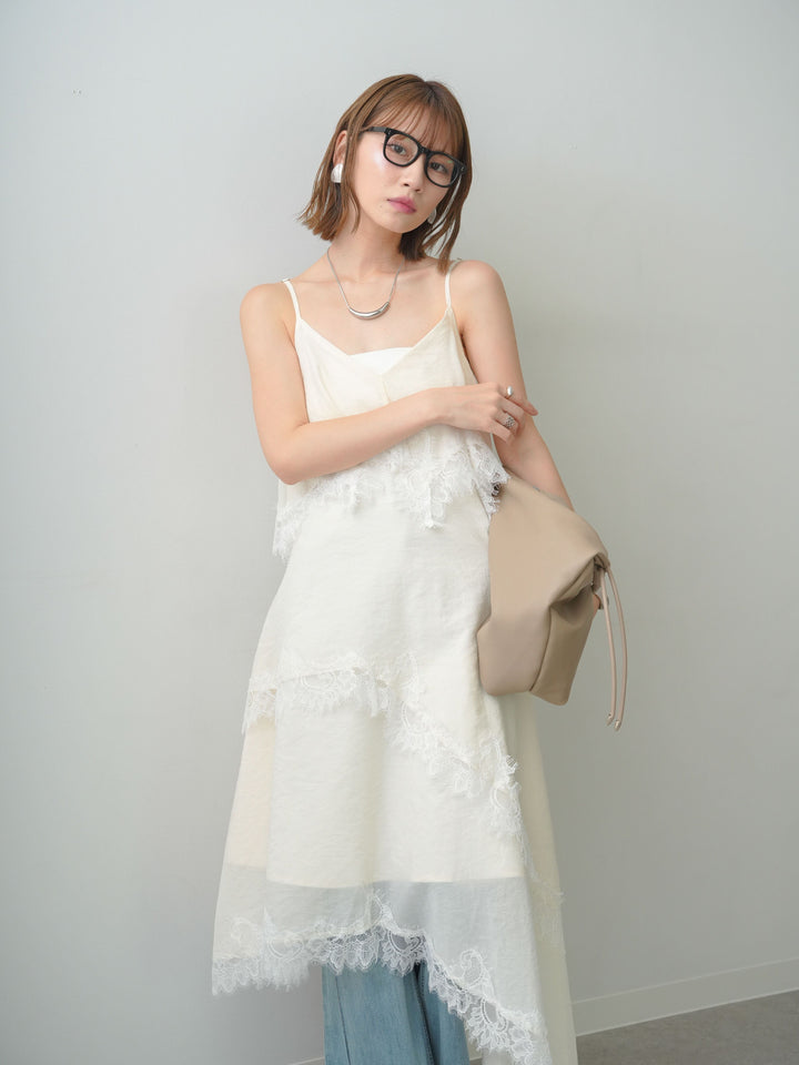 [予約]アシンメトリーレースヘムドレス/ivory