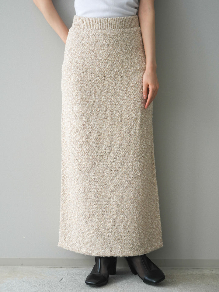 [予約]ミックススラブニットタイトスカート/beige