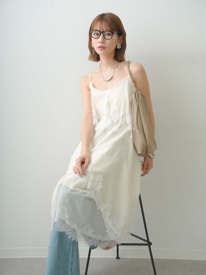 [予約]アシンメトリーレースヘムドレス/ivory