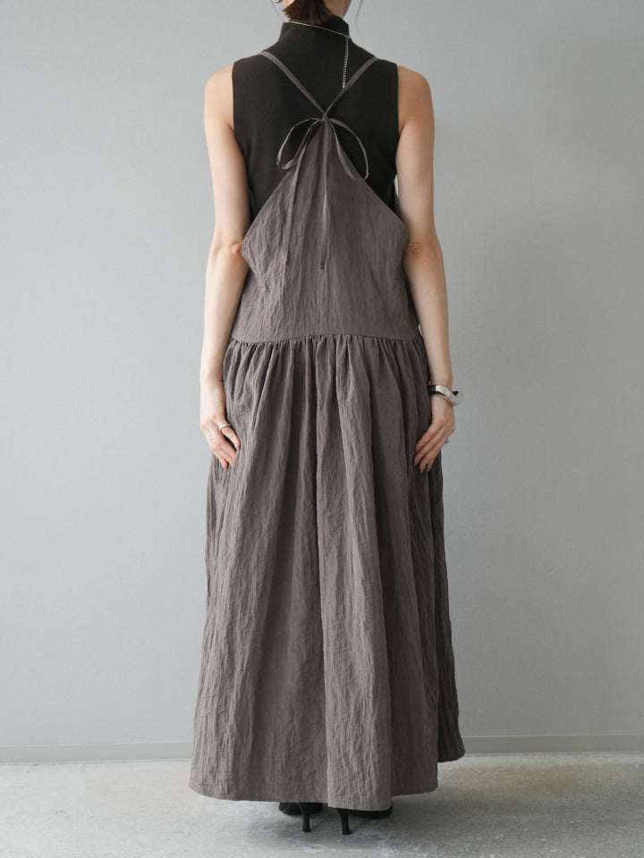 [予約]シボ加工シャイニーキャミワンピース/ブラウン