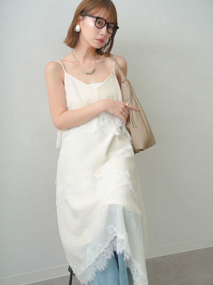 [予約]アシンメトリーレースヘムドレス/ivory