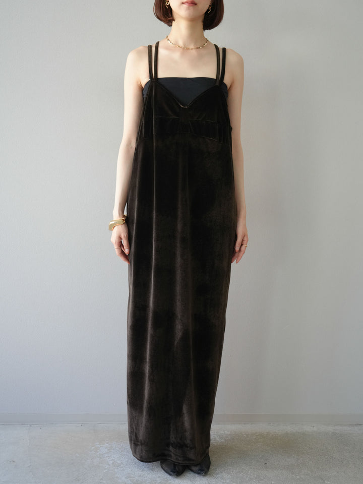 [予約]ベロアビスチェキャミワンピース/ブラウン