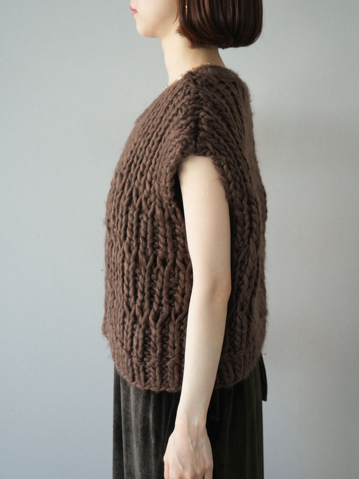 [予約]ハンドニットローピングベスト/ブラウン