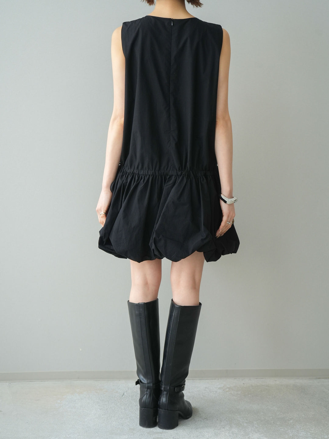 [予約]ノースリバルーンミニワンピース/black