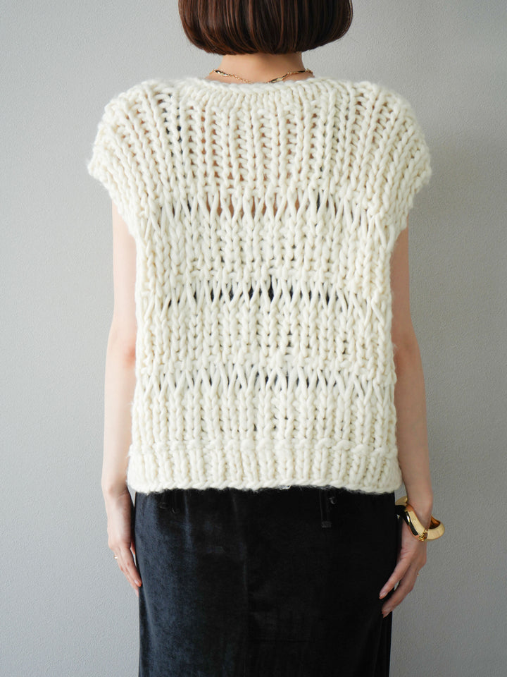 [予約]ハンドニットローピングベスト/アイボリー