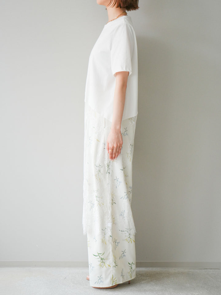 [予約]レースドッキングレイヤードワンピースTEE/white