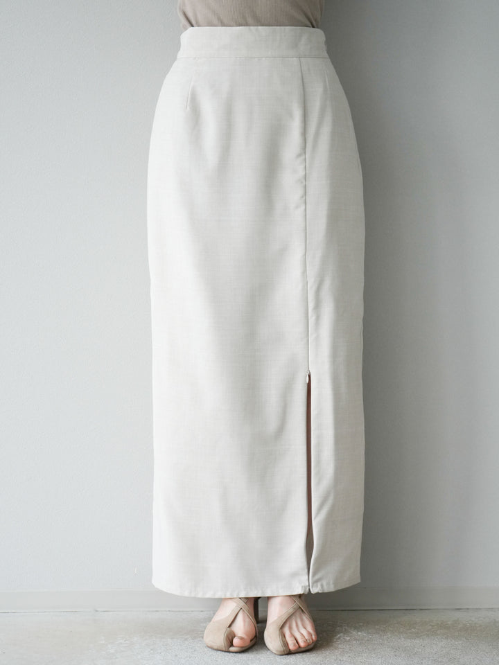 [予約]リネンライクZIPスリットタイトスカート/エクリュ