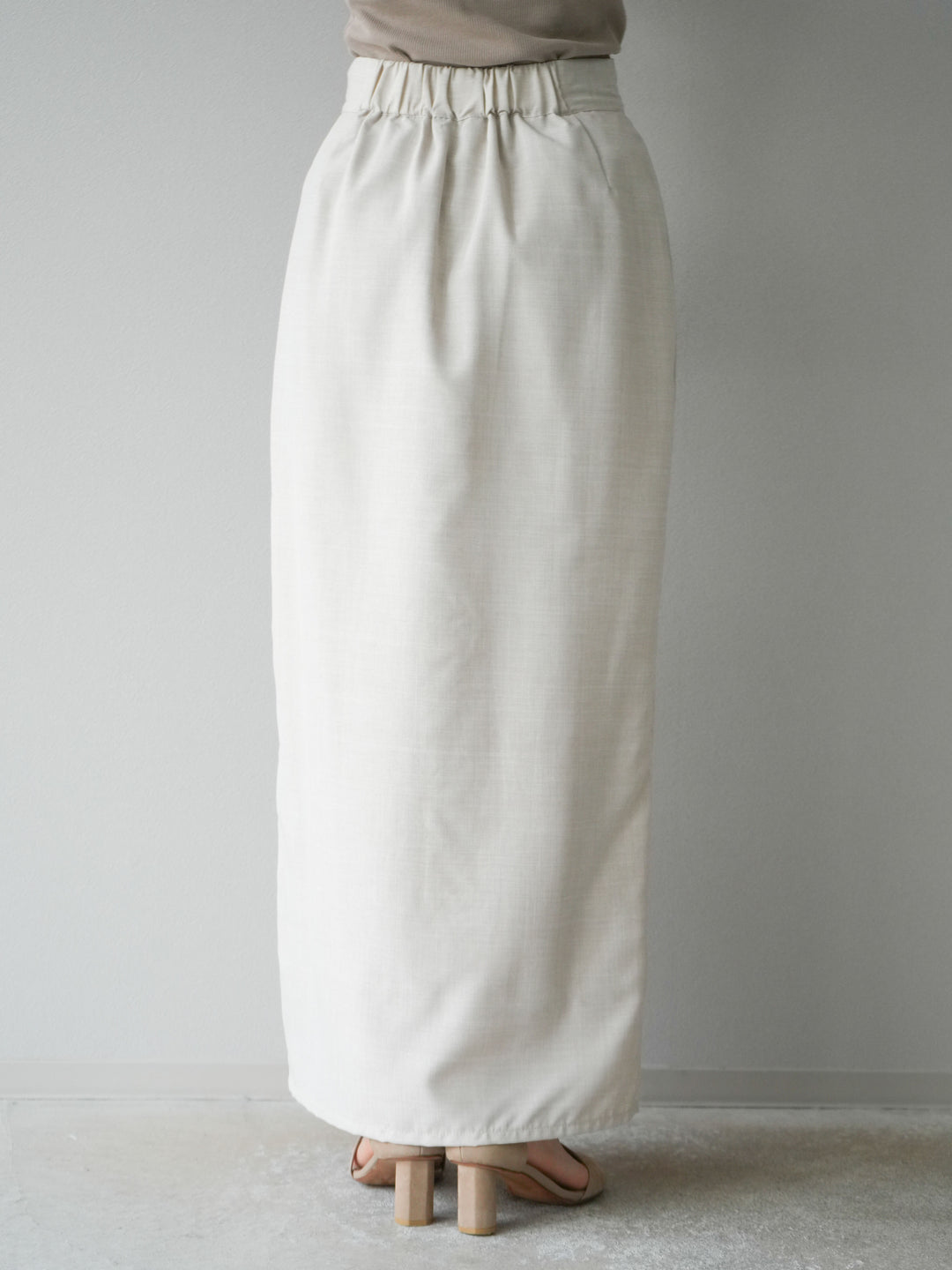 [予約]リネンライクZIPスリットタイトスカート/エクリュ