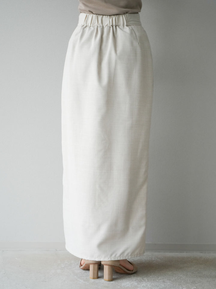 [予約]リネンライクZIPスリットタイトスカート/エクリュ