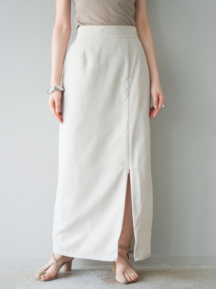 [予約]リネンライクZIPスリットタイトスカート/エクリュ