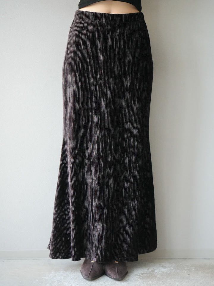 [予約]ベロアプリーツナロースカート/ブラウン