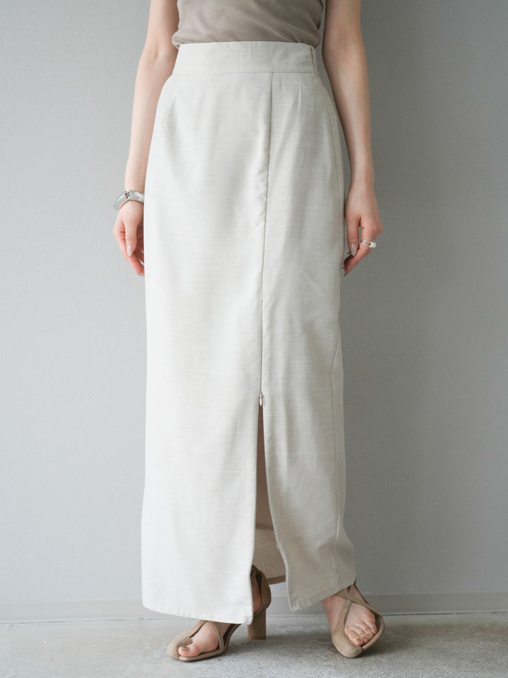 [予約]リネンライクZIPスリットタイトスカート/エクリュ