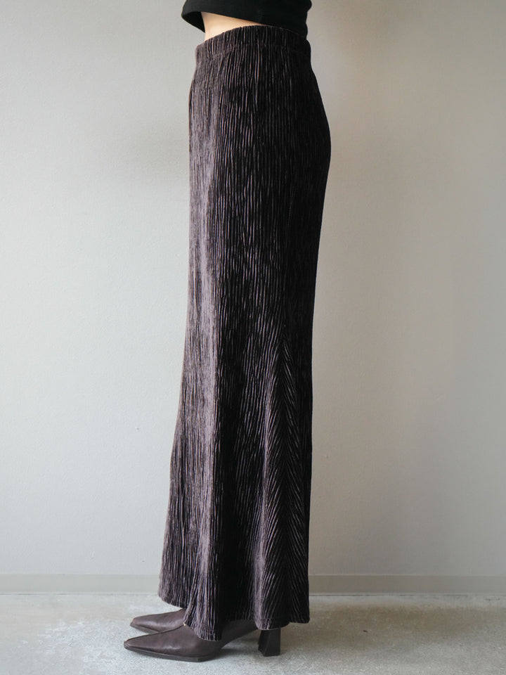 [予約]ベロアプリーツナロースカート/ブラウン