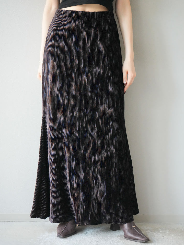 [予約]ベロアプリーツナロースカート/ブラウン