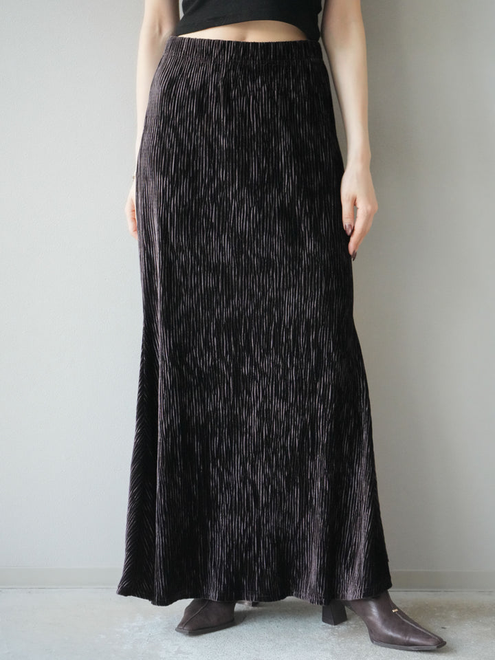 [予約]ベロアプリーツナロースカート/ブラウン