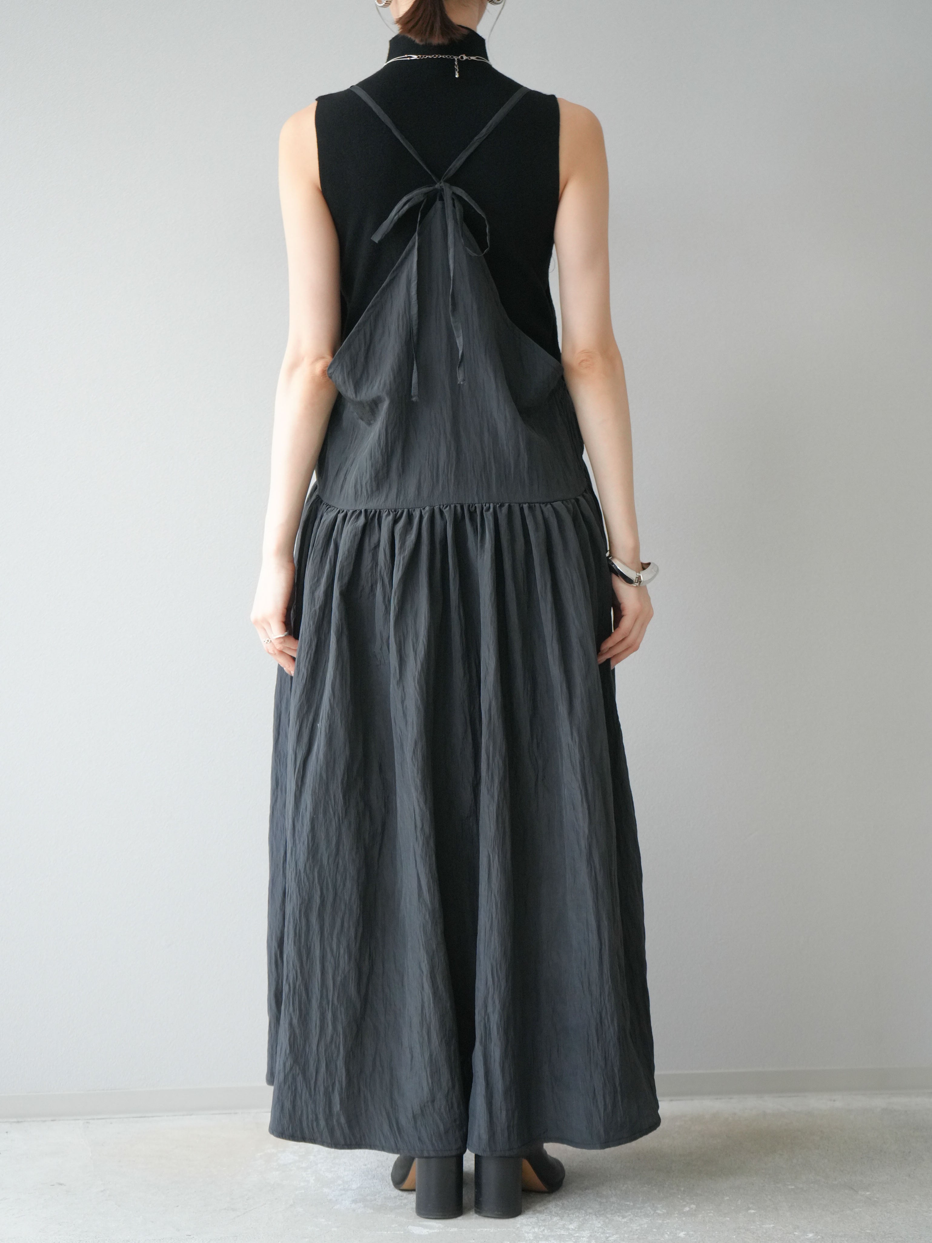 未使用級ꕥヌキテパ 2025 完売品 別注 ブラックポプリン オーガンザキャミ セール】[2025SS COLLECTION][MEISM by Re:EDIT][低身長サイズ有