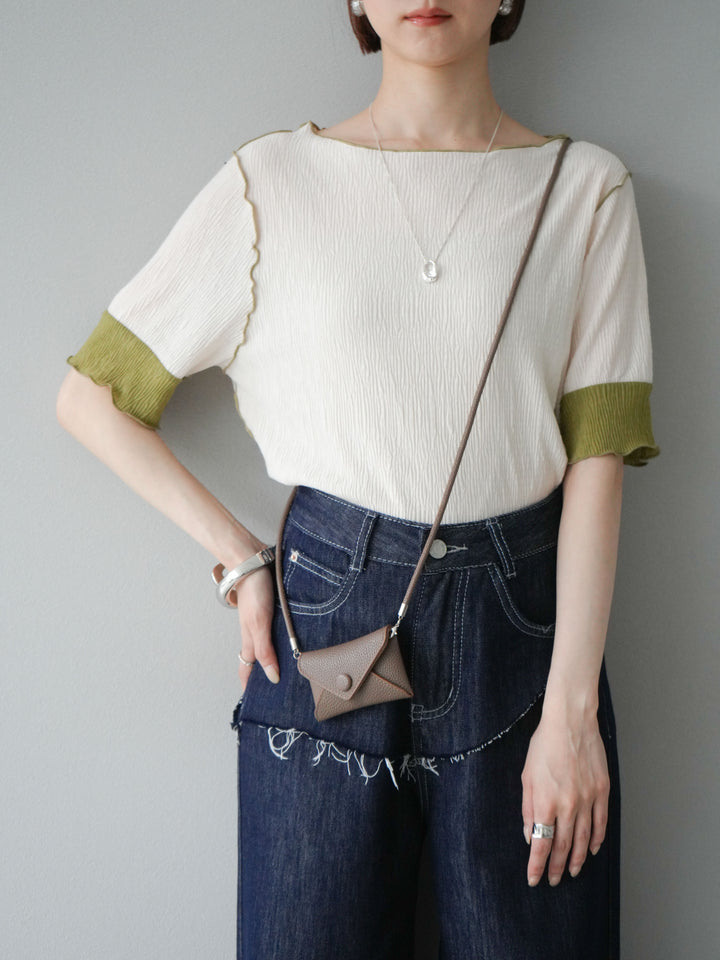 [套裝] 百褶配色船領套頭衫 + 可選配件套裝（2 套）