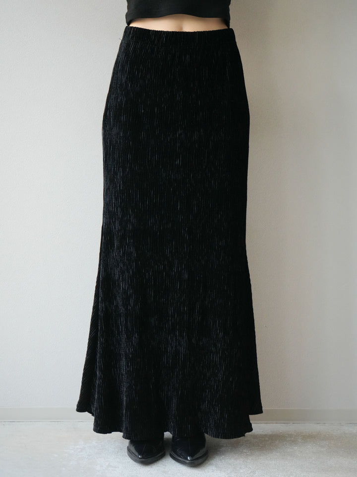 [予約]ベロアプリーツナロースカート/ブラック